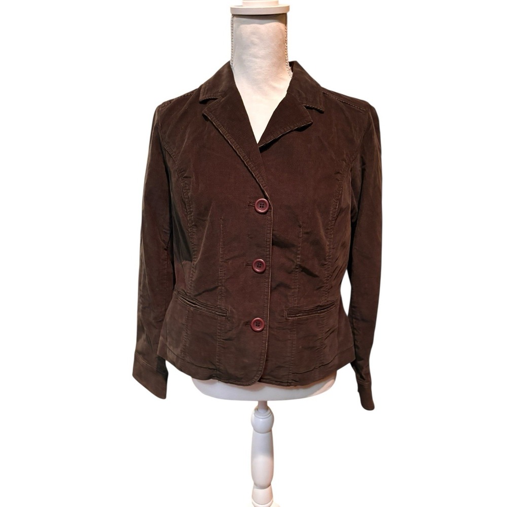 Sigrid Olsen Green Corduroy Blazer Jacket Size 6 Button Front Cotton‎ Stretch